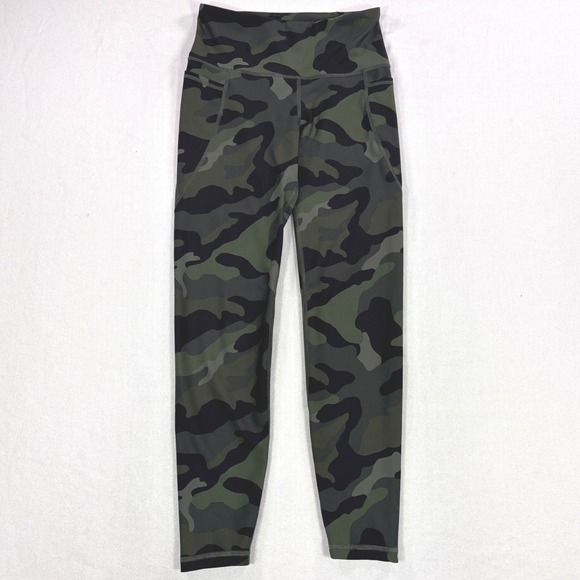 Old Navy Active Pants - Old Navy Active Elevate Go-Dry Camo Leggings Women Medium Green High Rise Pocket